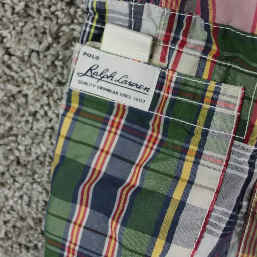 Polo Ralph Lauren Madras Patchwork Shorts Mens 38 Multicolor Cotton - Picture 8 of 9